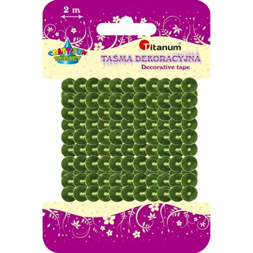 Taśma dekoracyjna z cekinów zielona 2m Titanum - Kliknij na obrazek aby go zamknąć