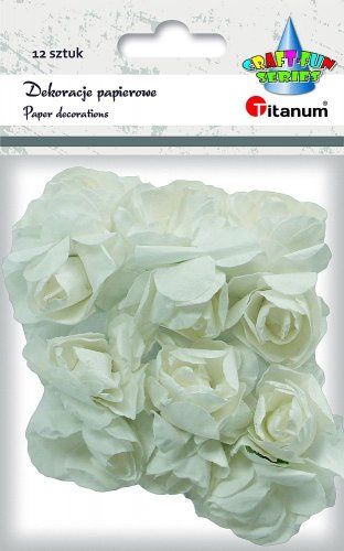 Róże papierowe białe na druciku 12 szt TITANUM - Kliknij na obrazek aby go zamknąć
