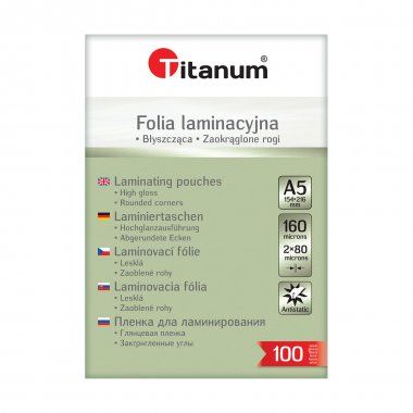 Folia do laminowania A5 100szt 80mic przeźroczysta Titanum