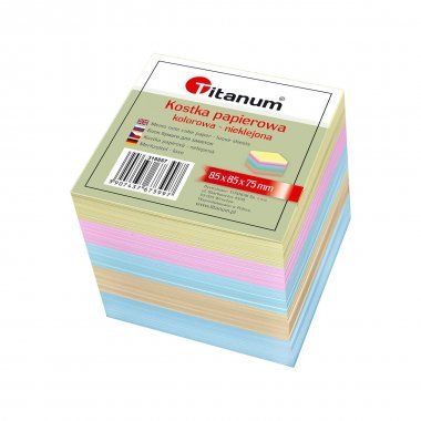 Kostka papierowa nieklejona Titanum kolorowa 85x85x75mm