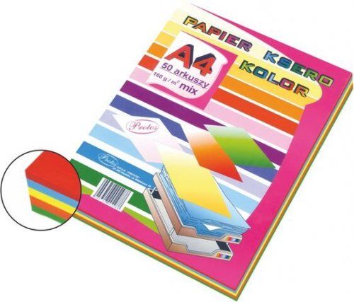 Papier ksero kolorowy A4 mix 50 arkuszy 160g/m - Kliknij na obrazek aby go zamknąć