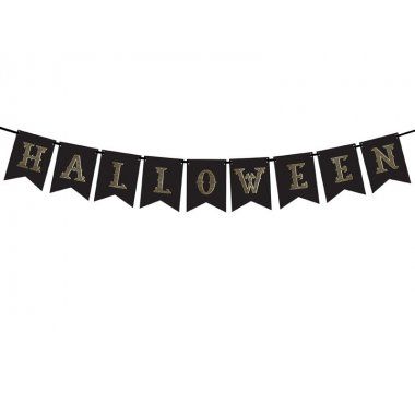 Baner HALLOWEEN czarno-złoty 2,5m Partydeco