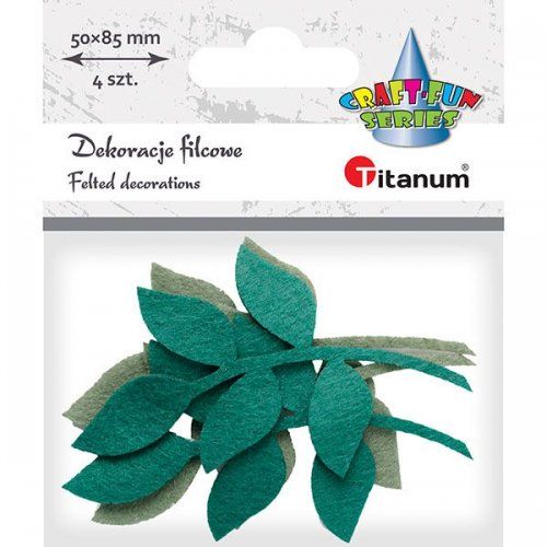 Gałązki liście filcowe zielony mix 4szt Titanum - Kliknij na obrazek aby go zamknąć