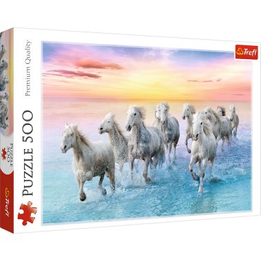 Puzzle 500 Białe konie w galopie Trefl