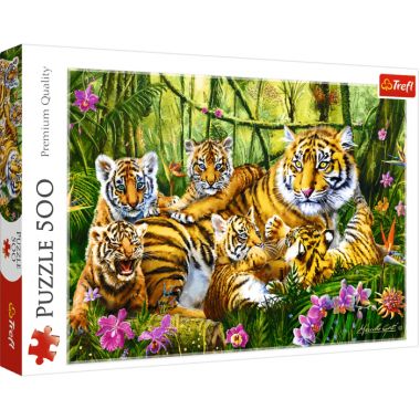 Puzzle 500 Rodzina Tygrysów Trefl