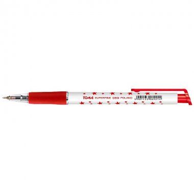 Długopis czerwony automatyczny 0,5mm w gwiazdki Toma