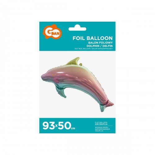 Balon foliowy DELFIN TĘCZOWY 93x50cm Godan - Kliknij na obrazek aby go zamknąć