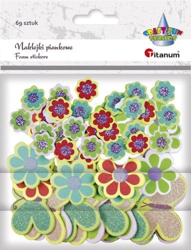 Naklejki kwiatki piankowe brokatowe 69szt MIKS TITANUM - Kliknij na obrazek aby go zamknąć