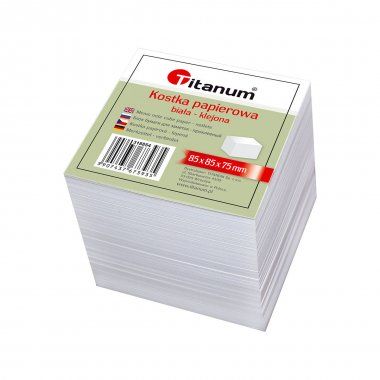 Kostka papierowa klejona Titanum biała 85x85x75mm