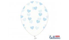 Balony gumowe przeźroczyste niebieskie serca 6 szt 30 cm