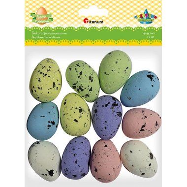 Kolorowe jajka styropianowe nakrapiane MIX 12szt Titanum