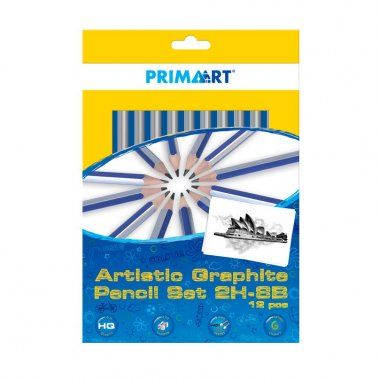 Ołówki artystyczne 8B-2H 12 sztuk PRIMART