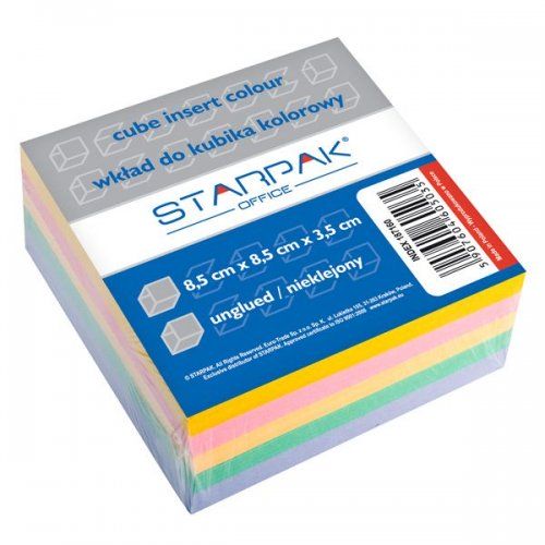 Kostka papierowa nieklejona Starpak kolorowa 85x85x35mm - Kliknij na obrazek aby go zamknąć
