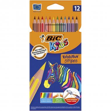 Kredki ołówkowe 12 kolorów BIC Kids Evolution Stripes