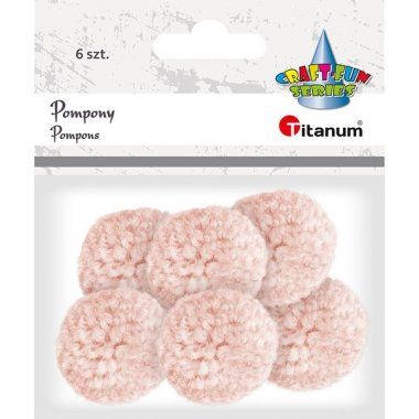 Pompony włóczkowe różowe 6szt 3cm TITANUM
