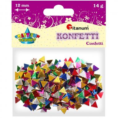 Konfetti trójkąty metaliczne kolorowe 12mm 14g Titanum
