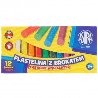 Plastelina z brokatem 12 kolorów ASTRA