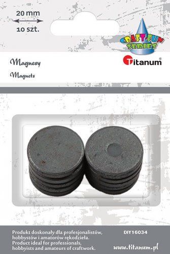 Magnesy czarne okrągłe 2cm 10 szt TITANUM - Kliknij na obrazek aby go zamknąć