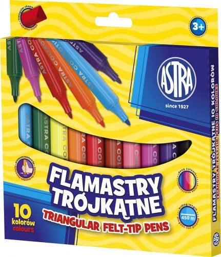 Flamastry trójkątne 10 kolorów ASTRA - Kliknij na obrazek aby go zamknąć