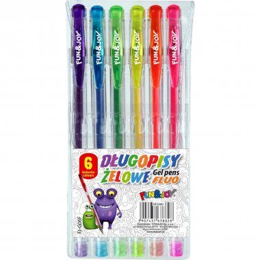 Długopisy żelowe fluorescencyjne 6 kolorów Titanum